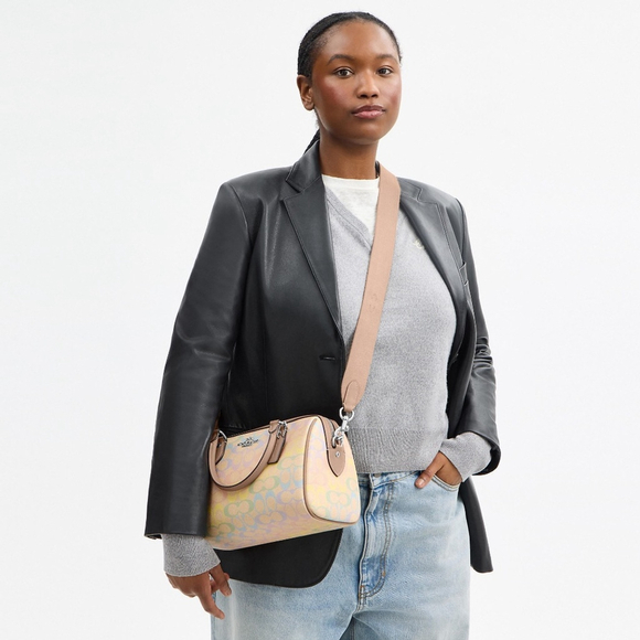 Coach Rowan Satchel Bag In Pastel Rainbow Signature Canvas CDA90 NWT - Picture 5 of 7